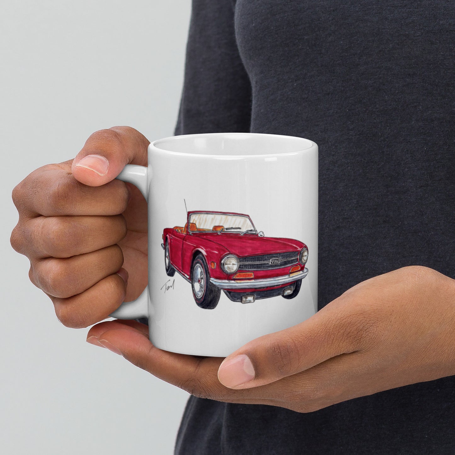 British TR6 Burgundy White glossy mug