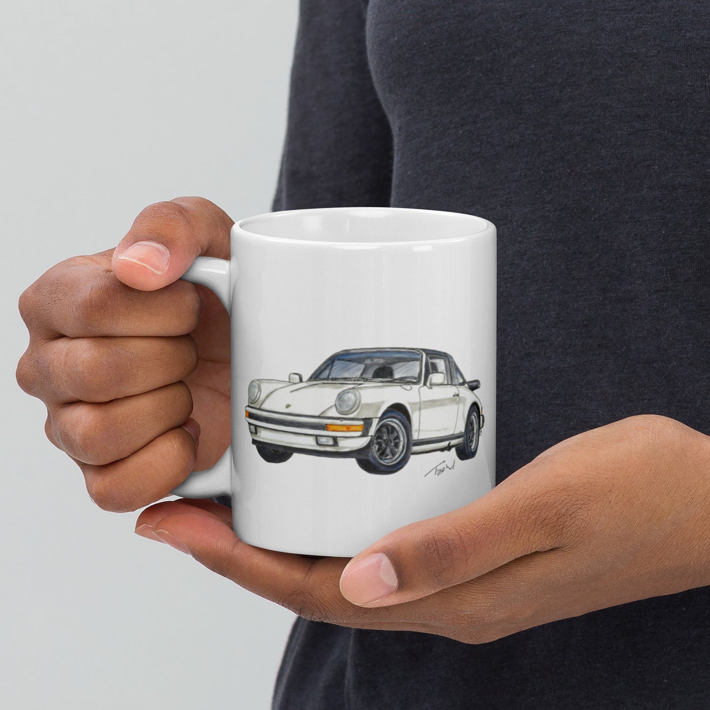 1986 911 Targa White White glossy mug