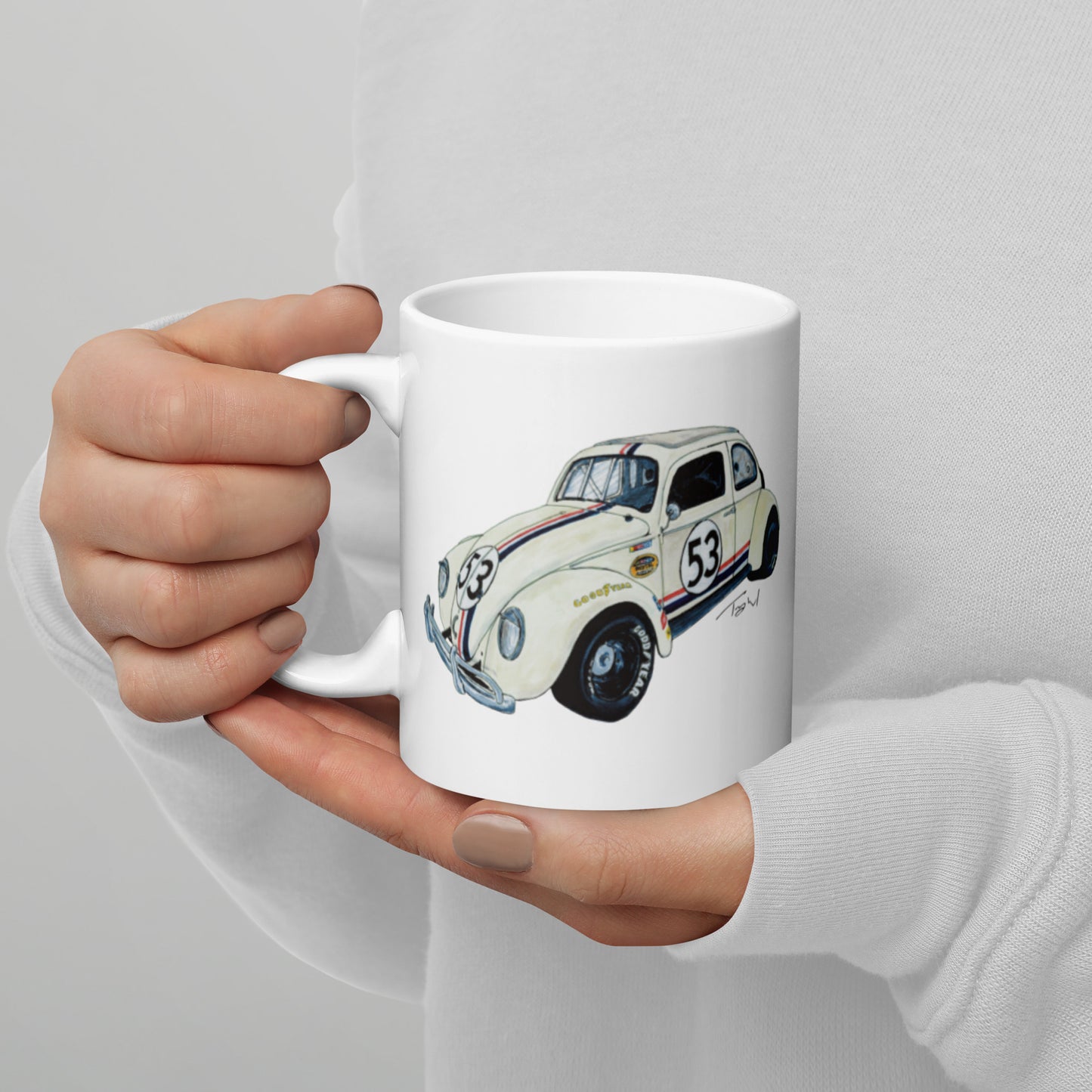 NASCAR Herbie White glossy mug