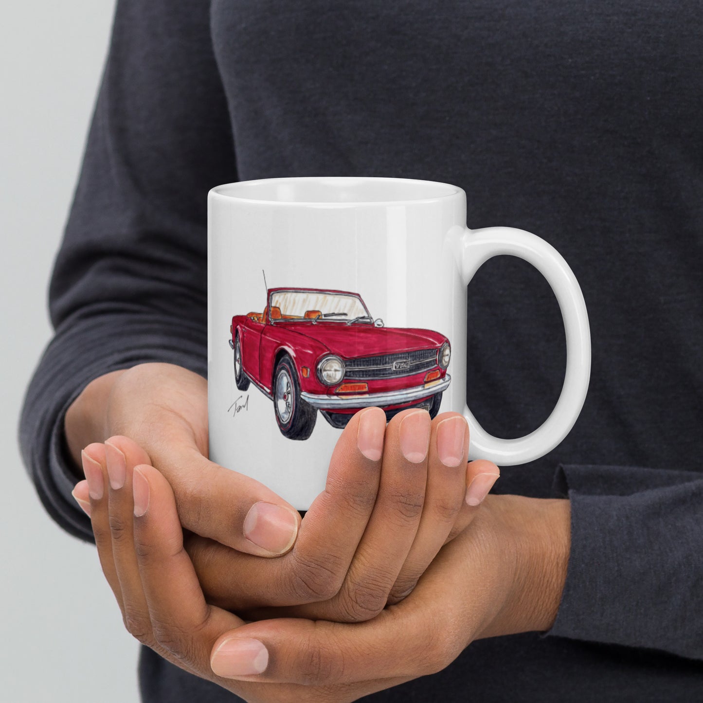 British TR6 Burgundy White glossy mug