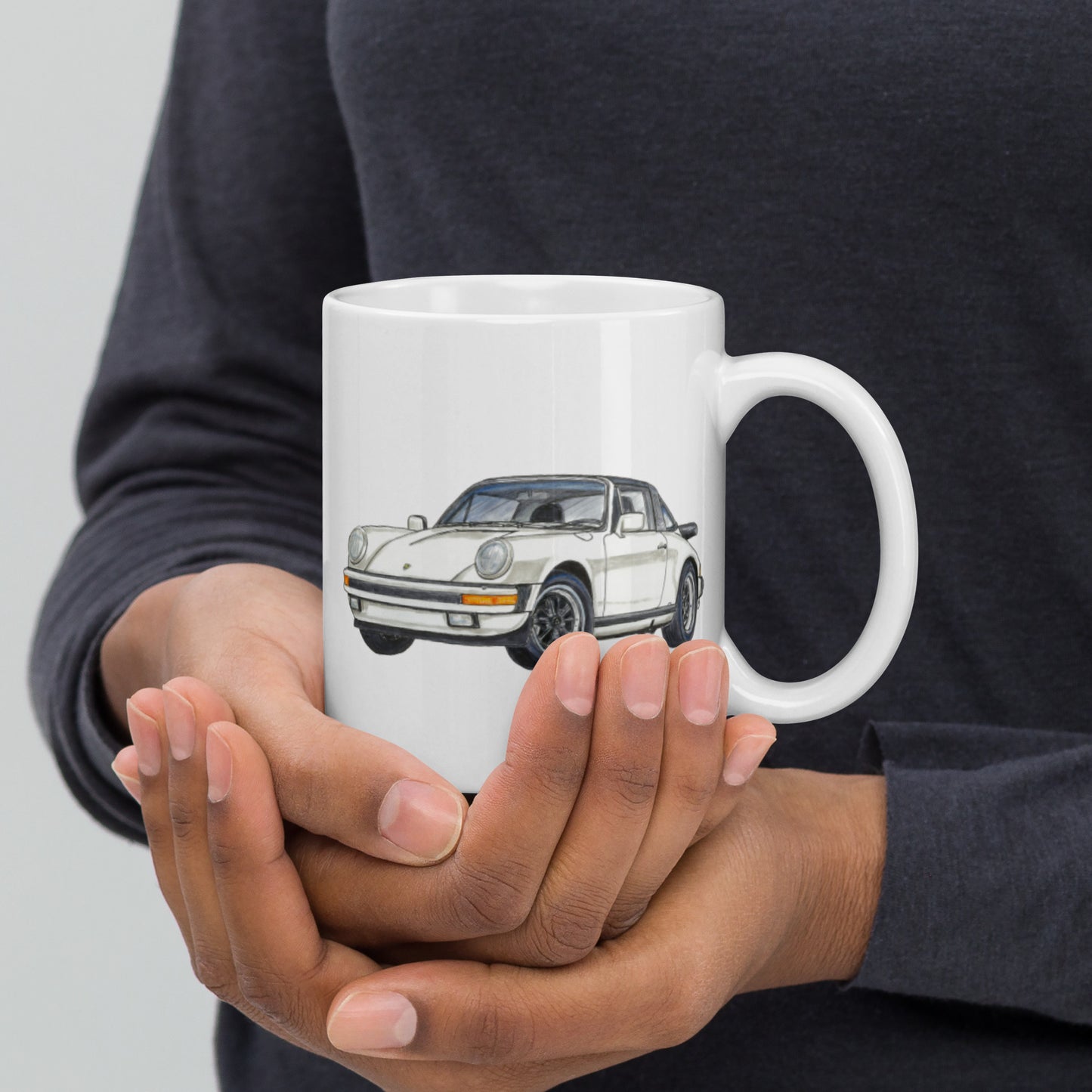 1986 911 Targa White White glossy mug