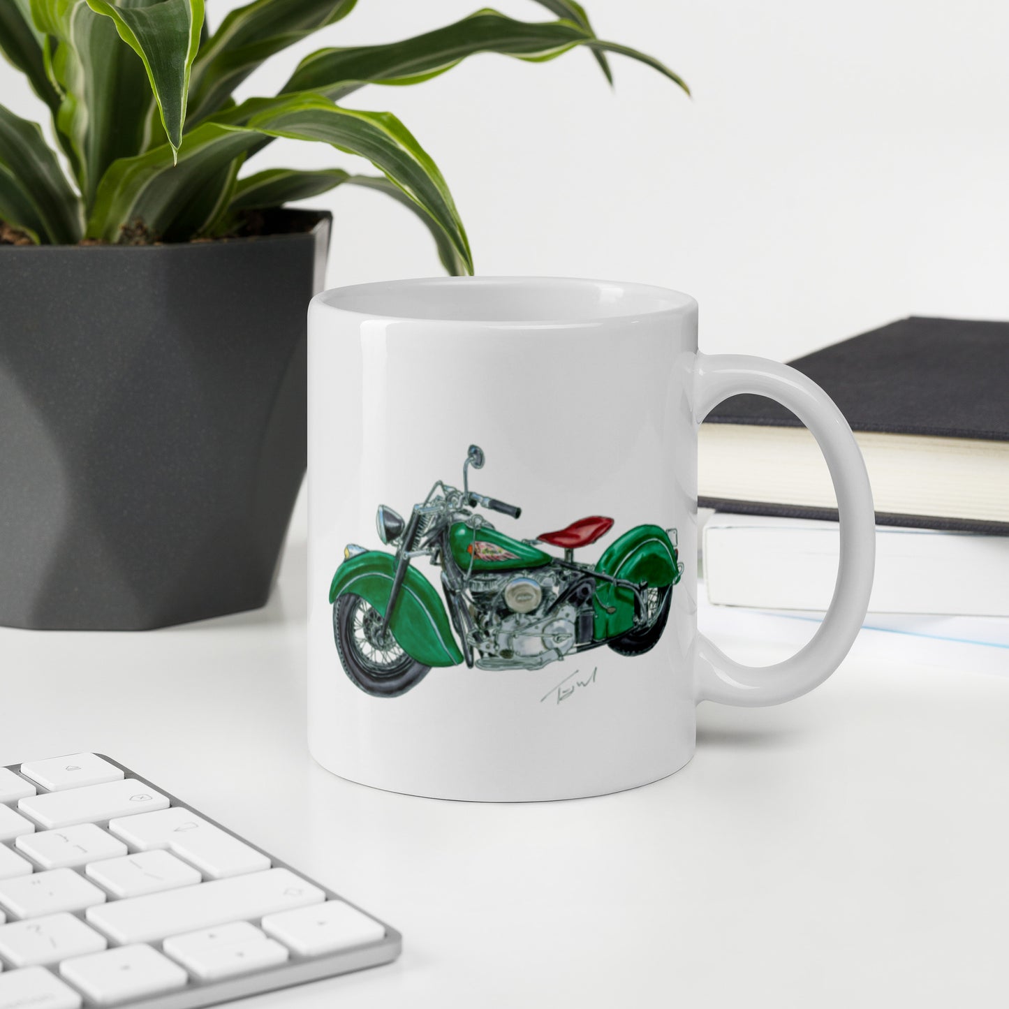 1947 IC Vintage Motorcycle White glossy mug