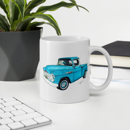 Vintage 1957 C Truck Blue White glossy mug