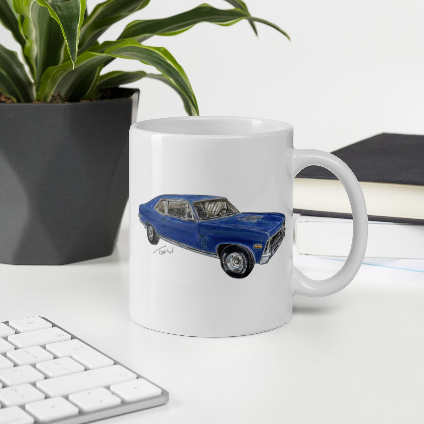 Classic 1970 Nova SS White glossy mug