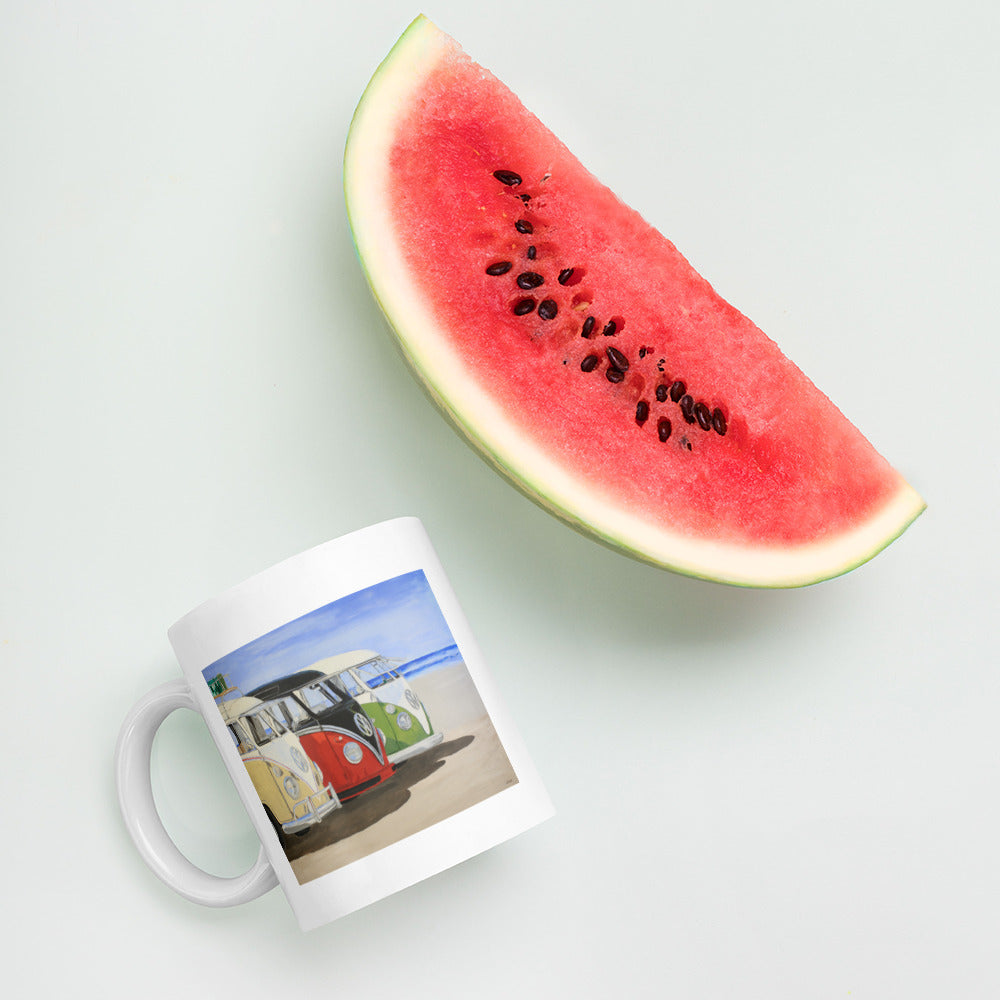 Dubs on the Beach White glossy mug