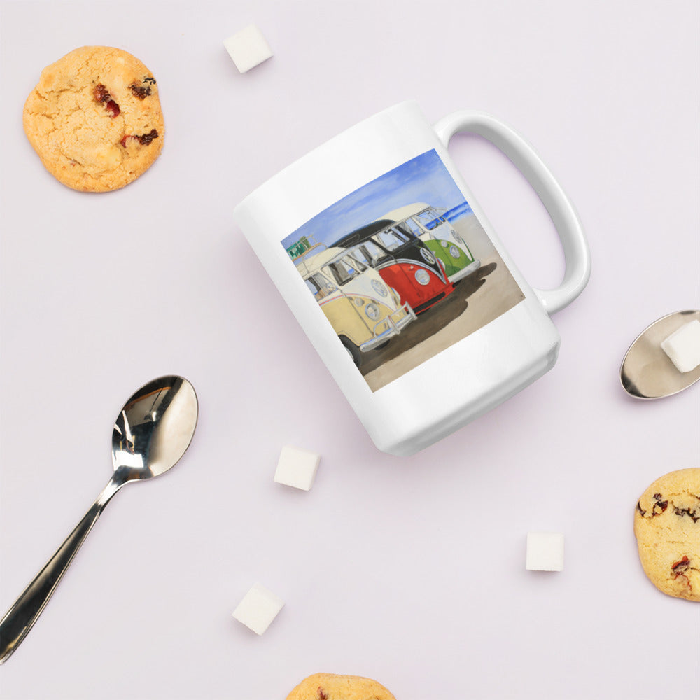 Dubs on the Beach White glossy mug