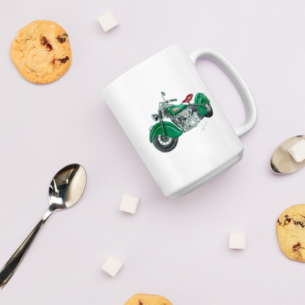 1947 IC Vintage Motorcycle White glossy mug