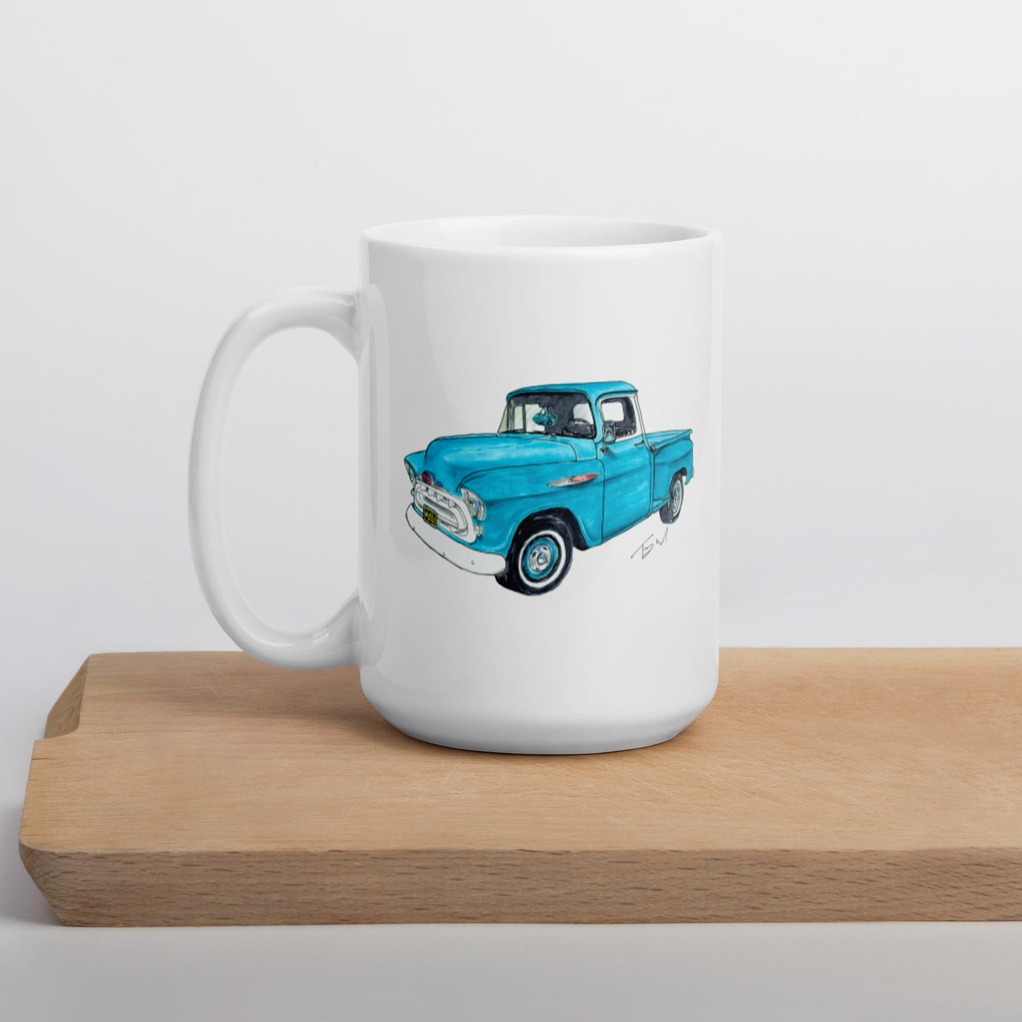 Vintage 1957 C Truck Blue White glossy mug