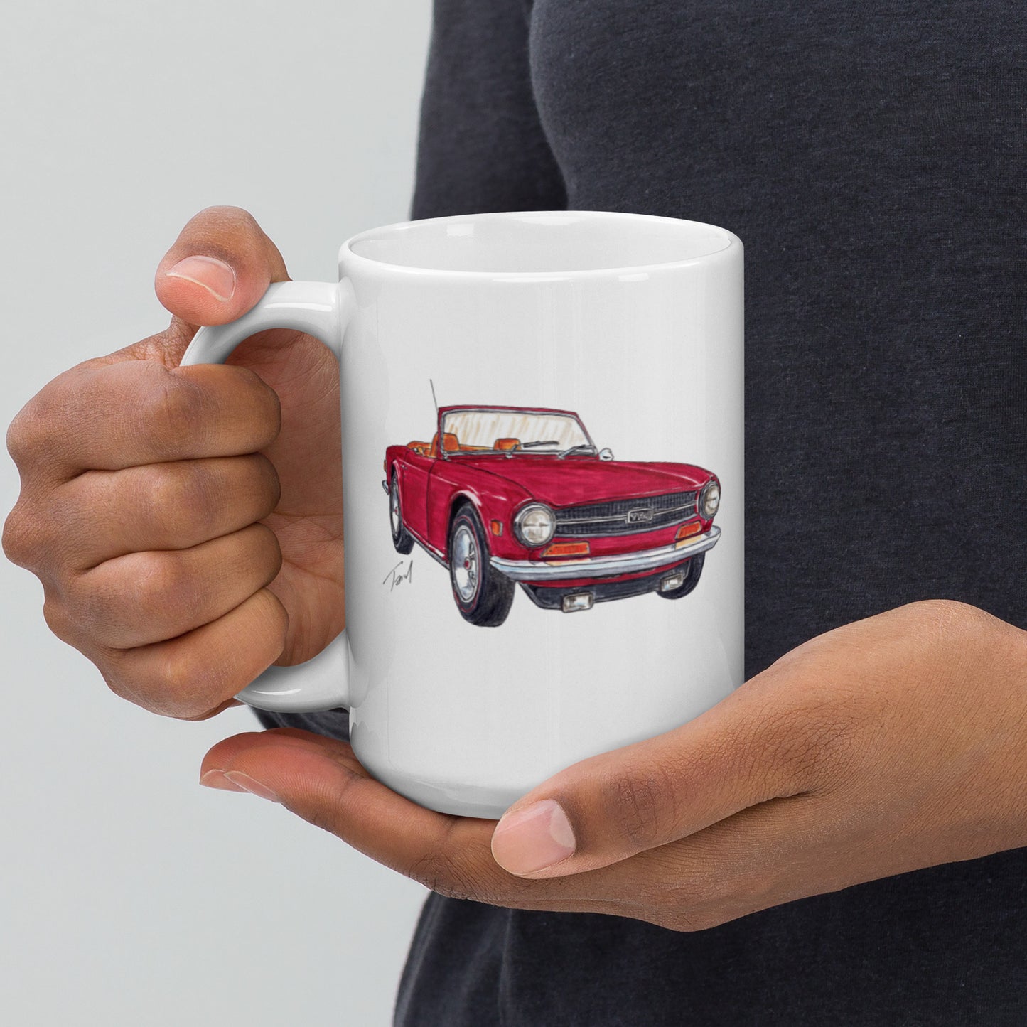 British TR6 Burgundy White glossy mug