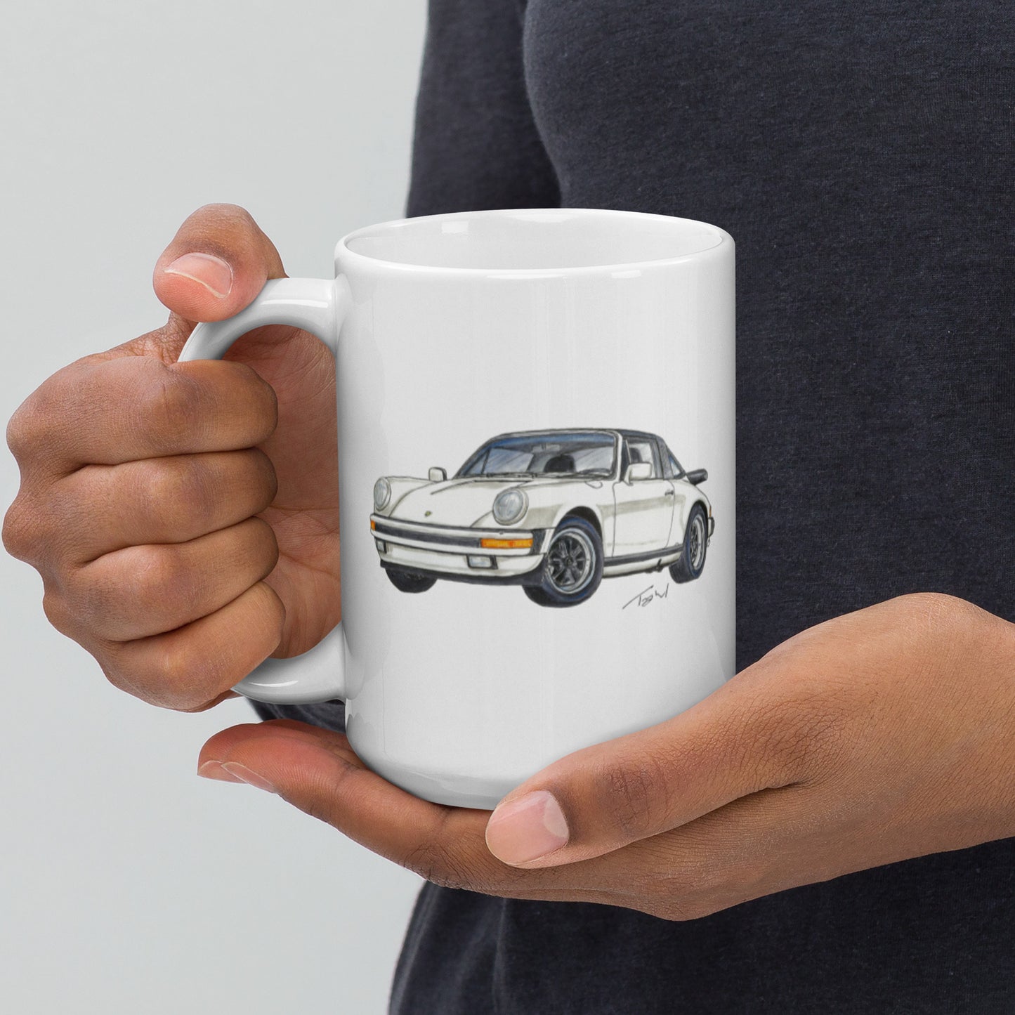 1986 911 Targa White White glossy mug