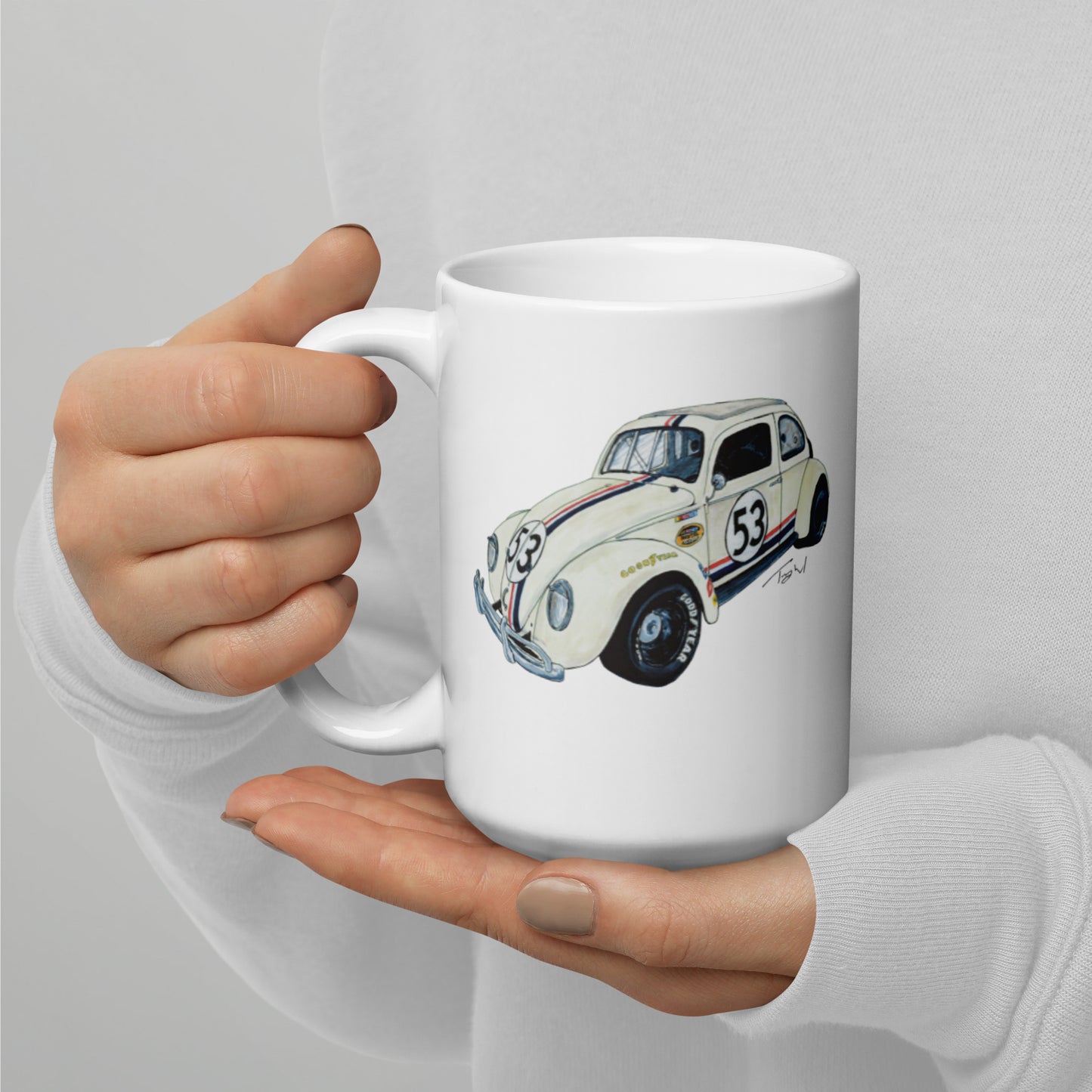 NASCAR Herbie White glossy mug