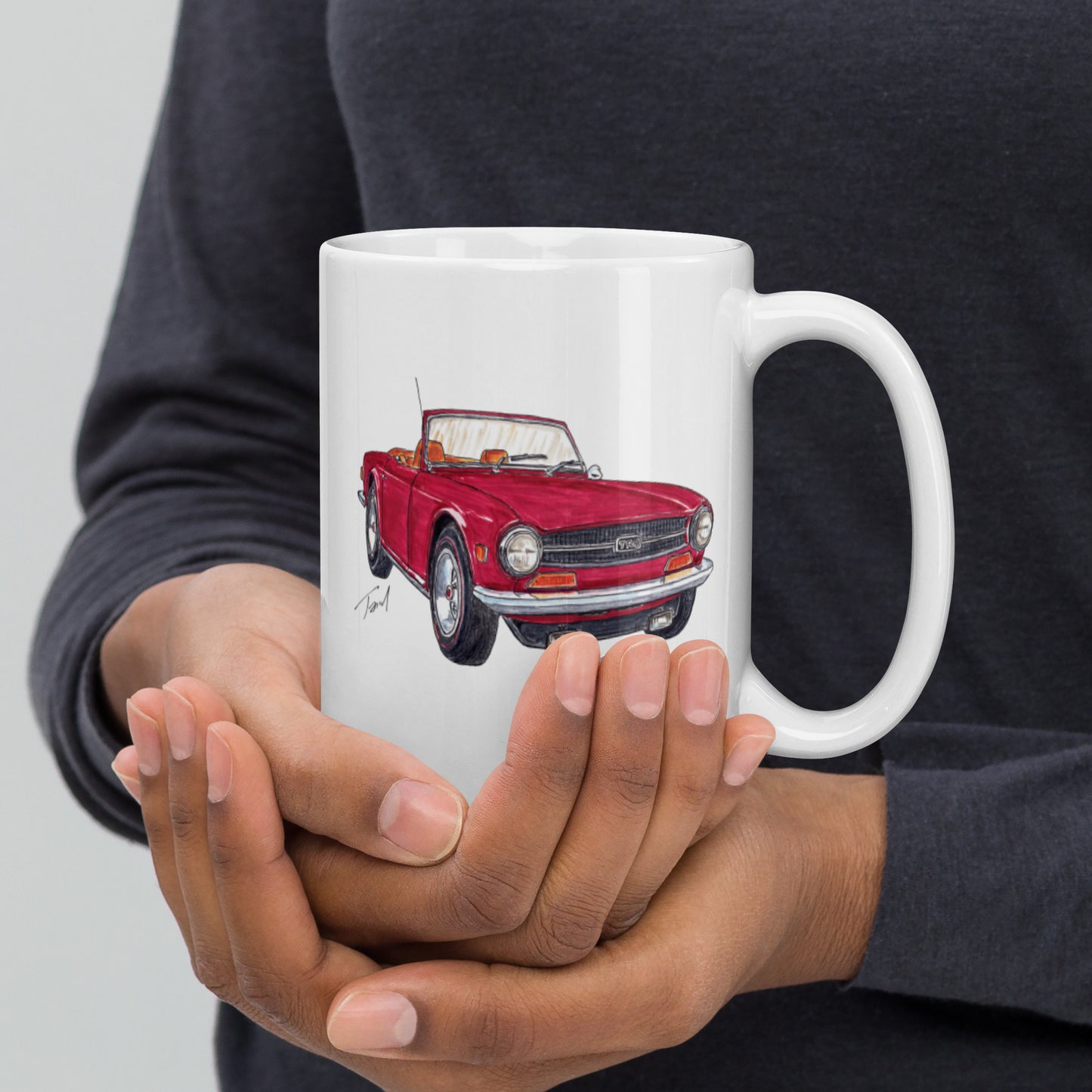 British TR6 Burgundy White glossy mug