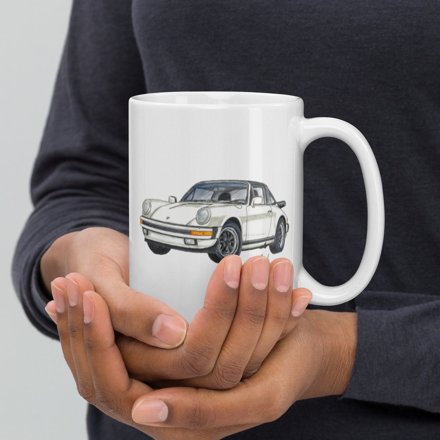 1986 911 Targa White White glossy mug