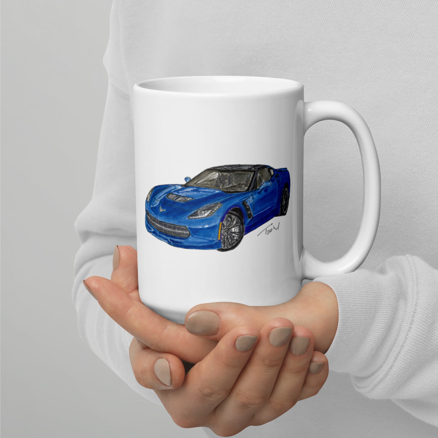 2015 C Stingray Blue White glossy mug