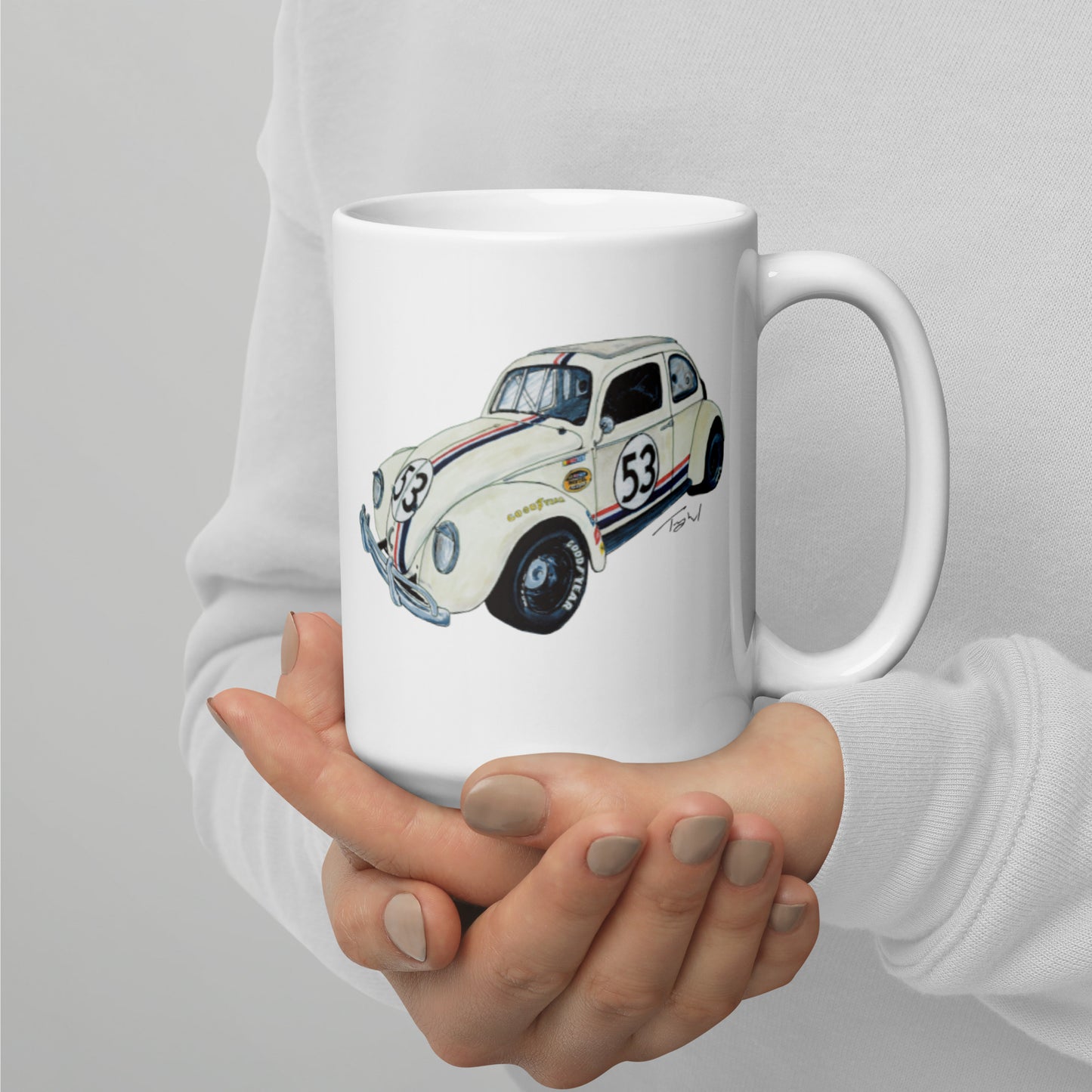 NASCAR Herbie White glossy mug