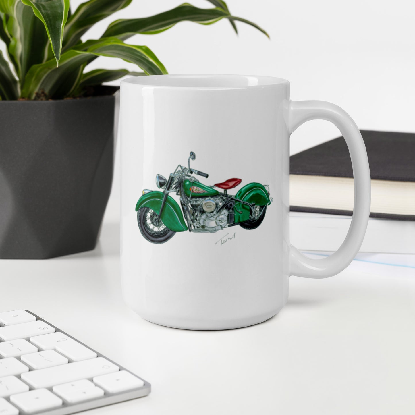 1947 IC Vintage Motorcycle White glossy mug