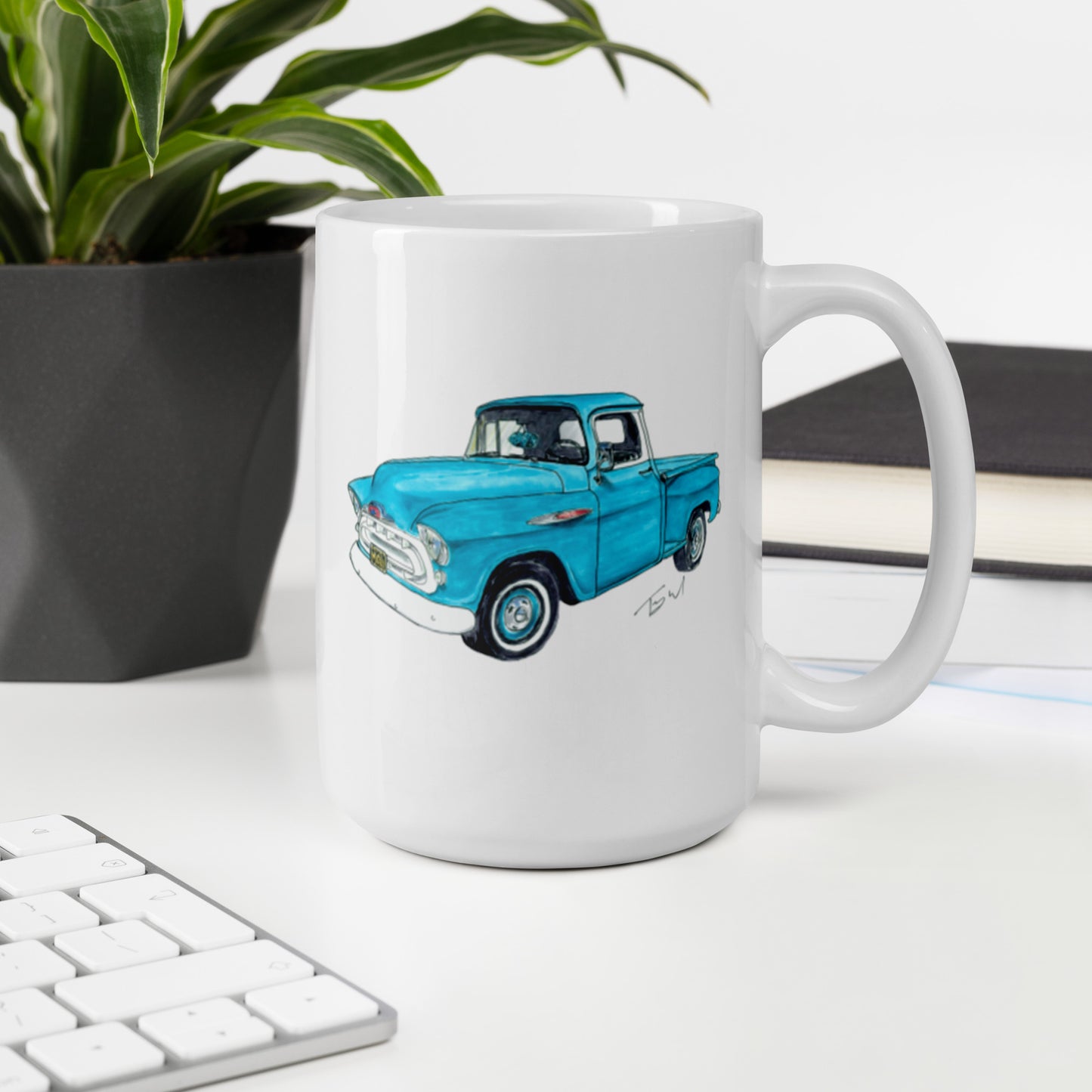 Vintage 1957 C Truck Blue White glossy mug