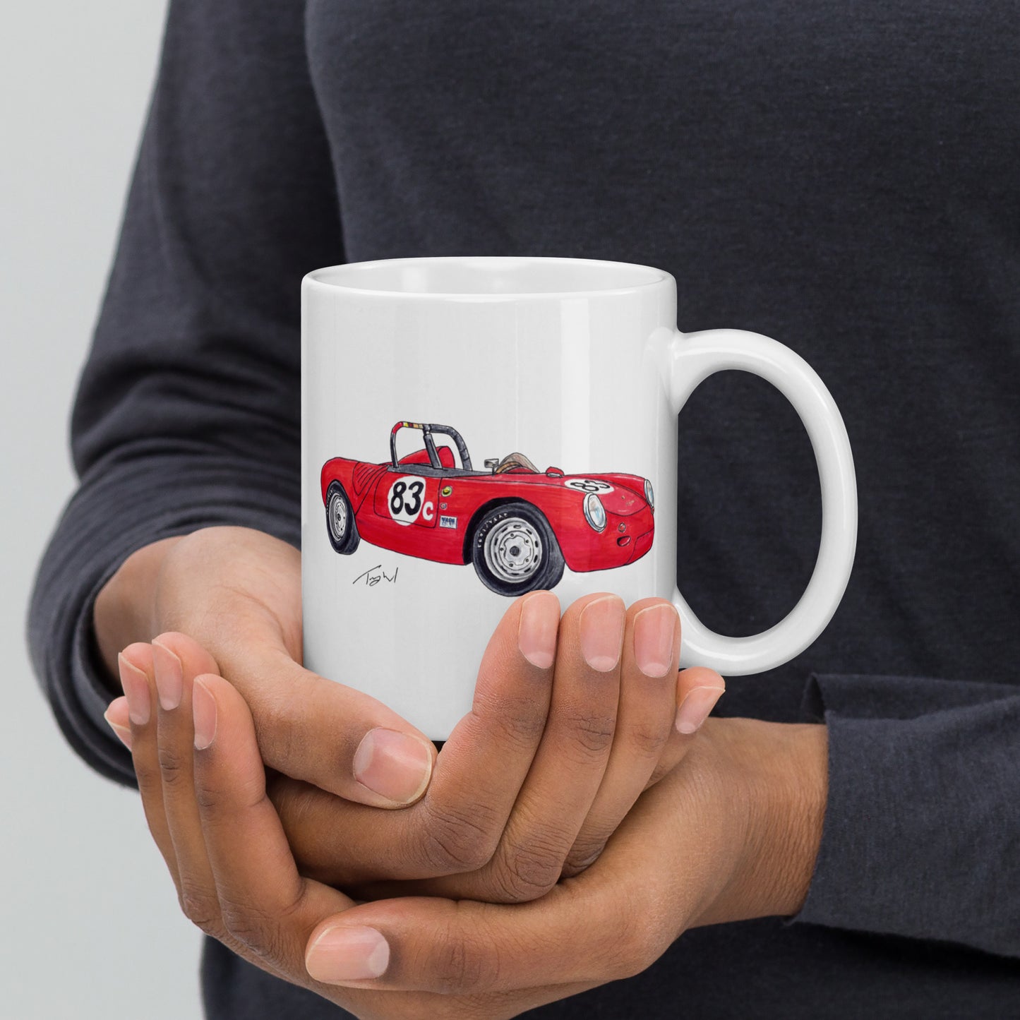 1955 P 550A Spyder Red White glossy mug