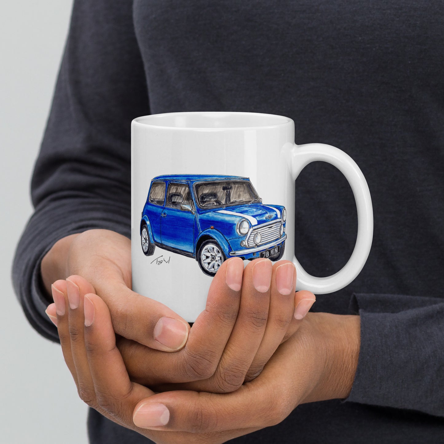 1978 M Cooper Blue White glossy mug