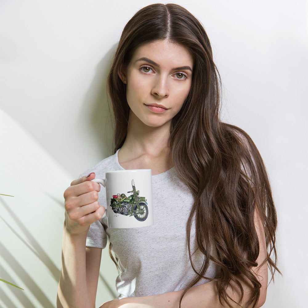 Model 42 WLC HD Motorcycle White glossy mug