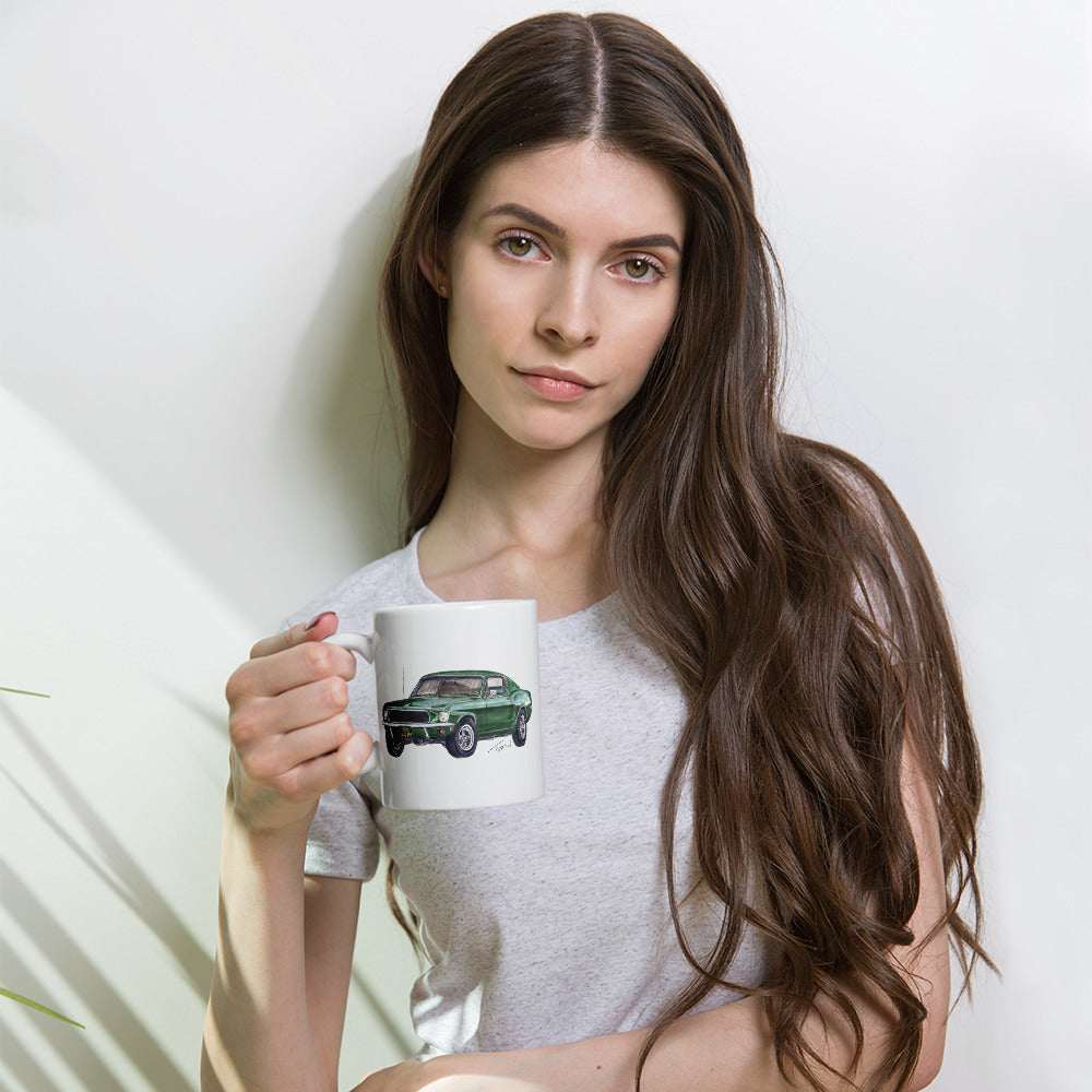 1968 B Mustang GT Green White glossy mug