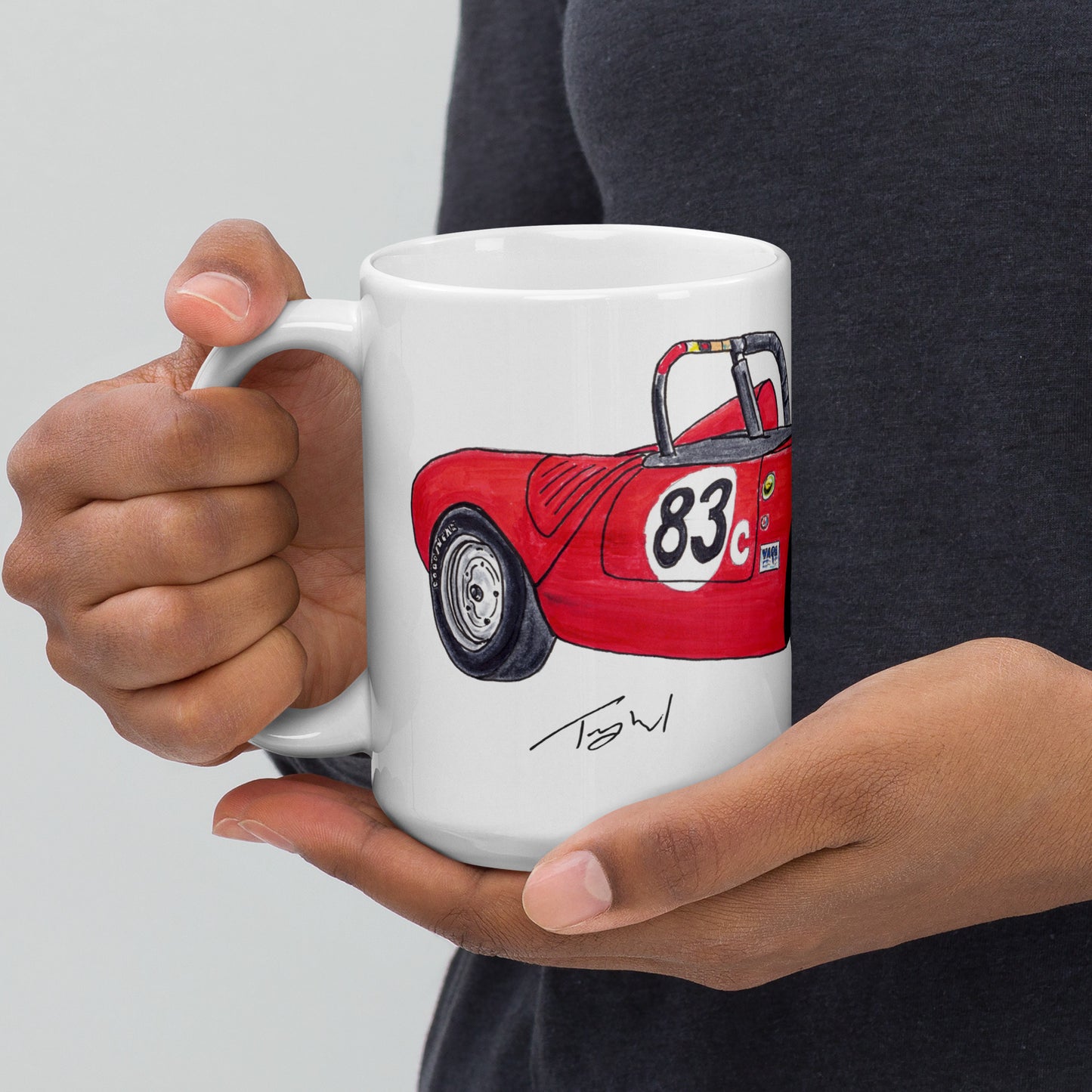 1955 P 550A Spyder Red White glossy mug