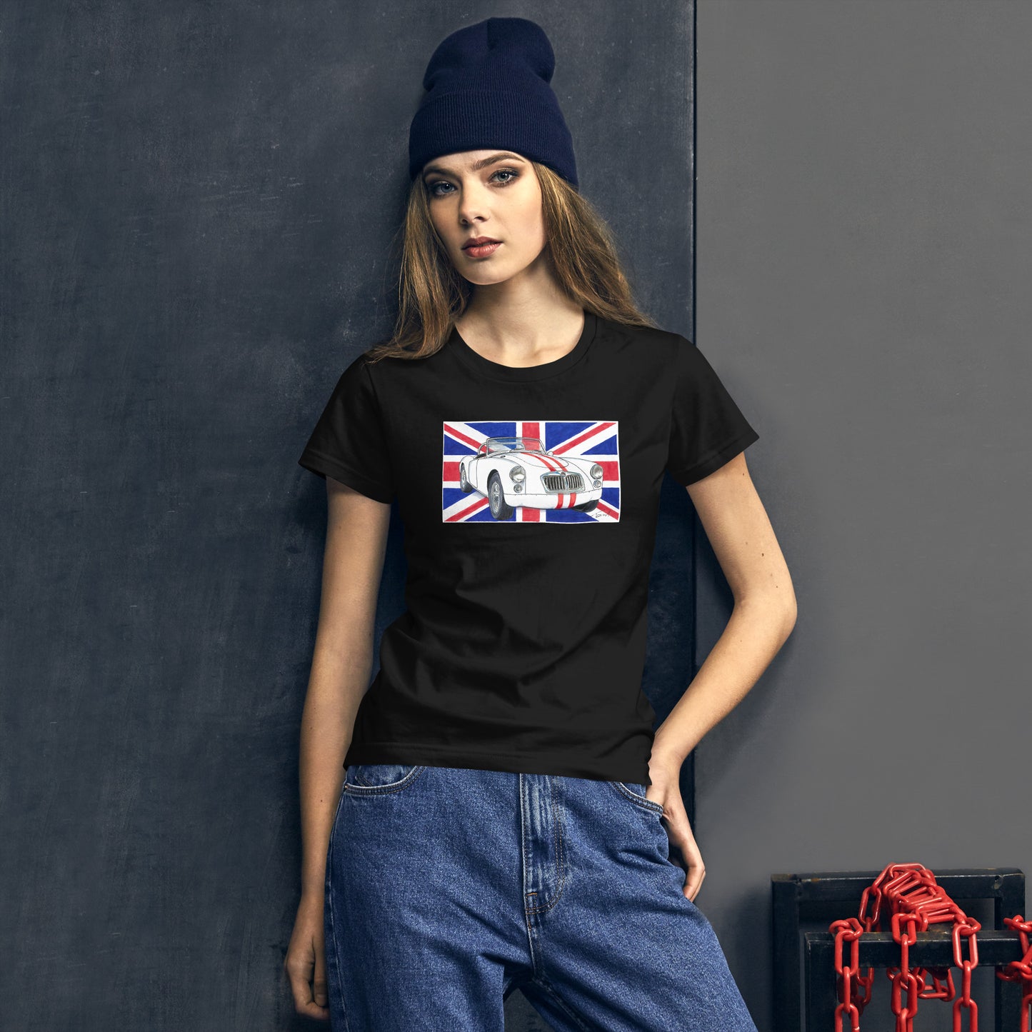 British 1962 MGA Union Jack Women's short sleeve t-shirt