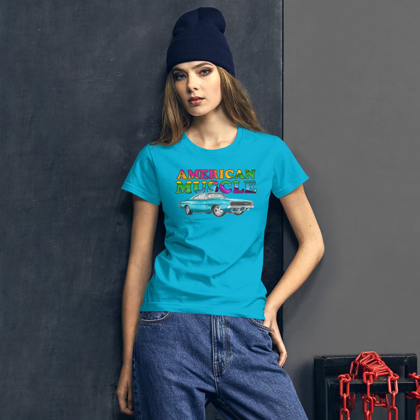 1968 Charger Blue American Muscle Women's short sleeve t-shirt