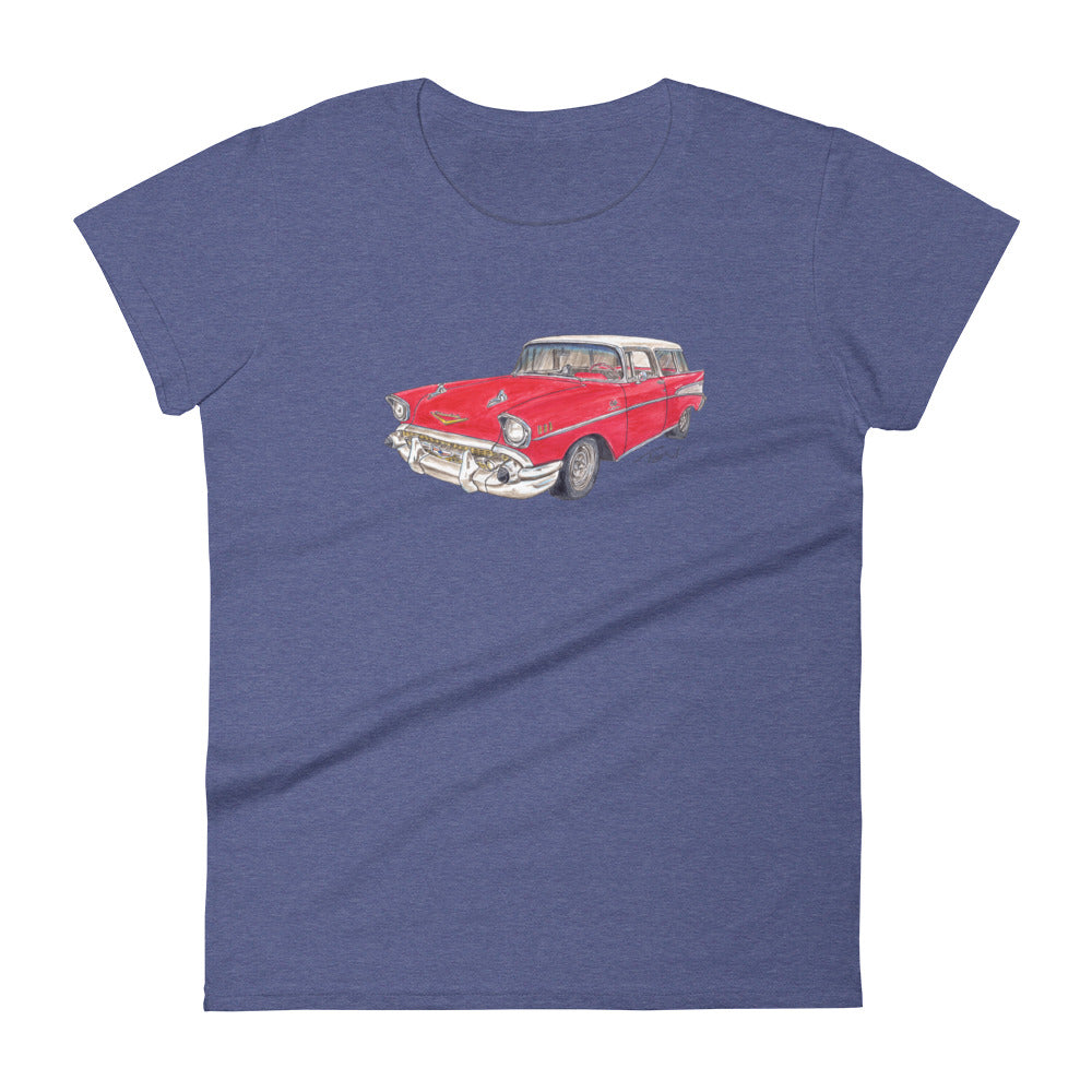 1957 C Belair Nomad Wagon Red-White Women's short sleeve t-shirt