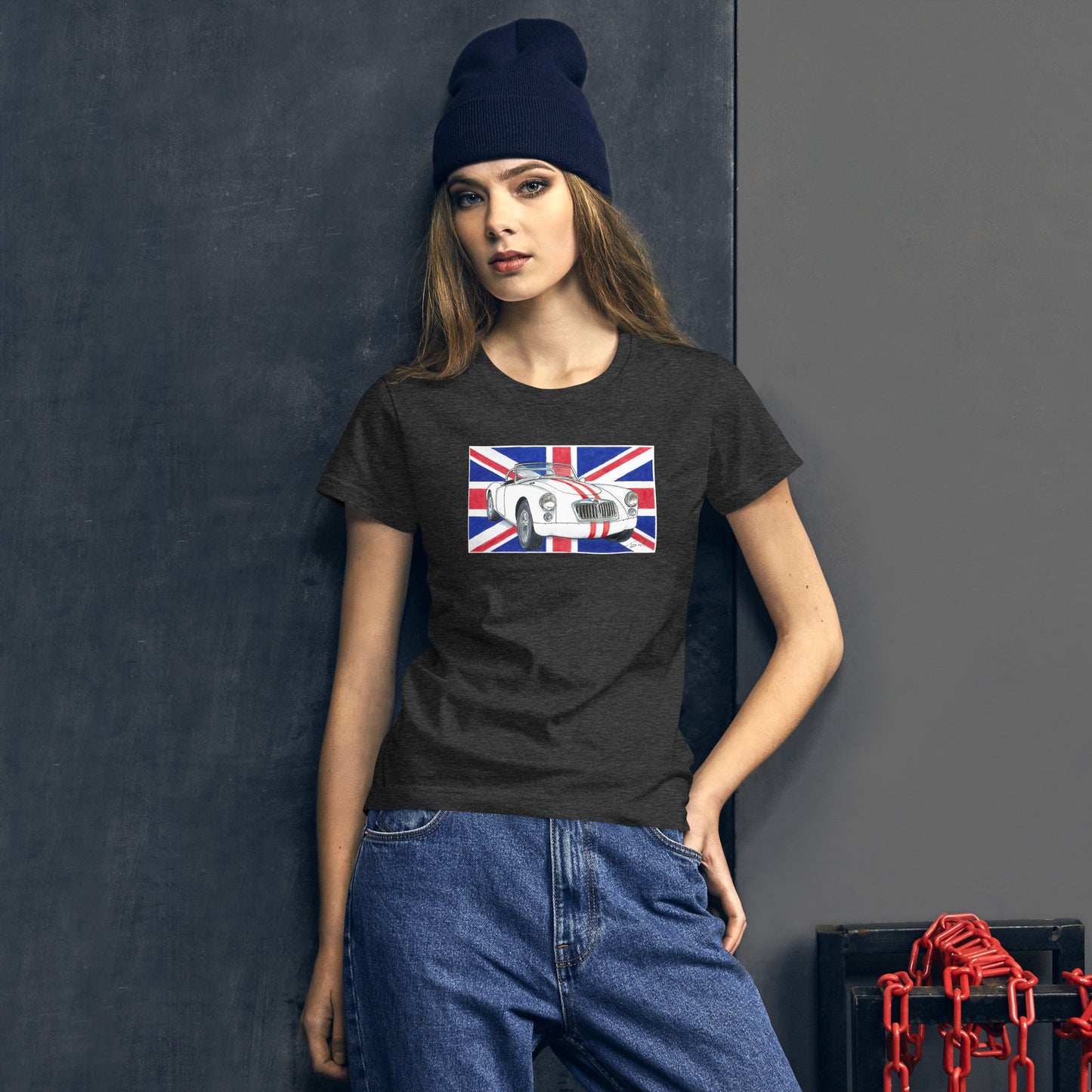 British 1962 MGA Union Jack Women's short sleeve t-shirt