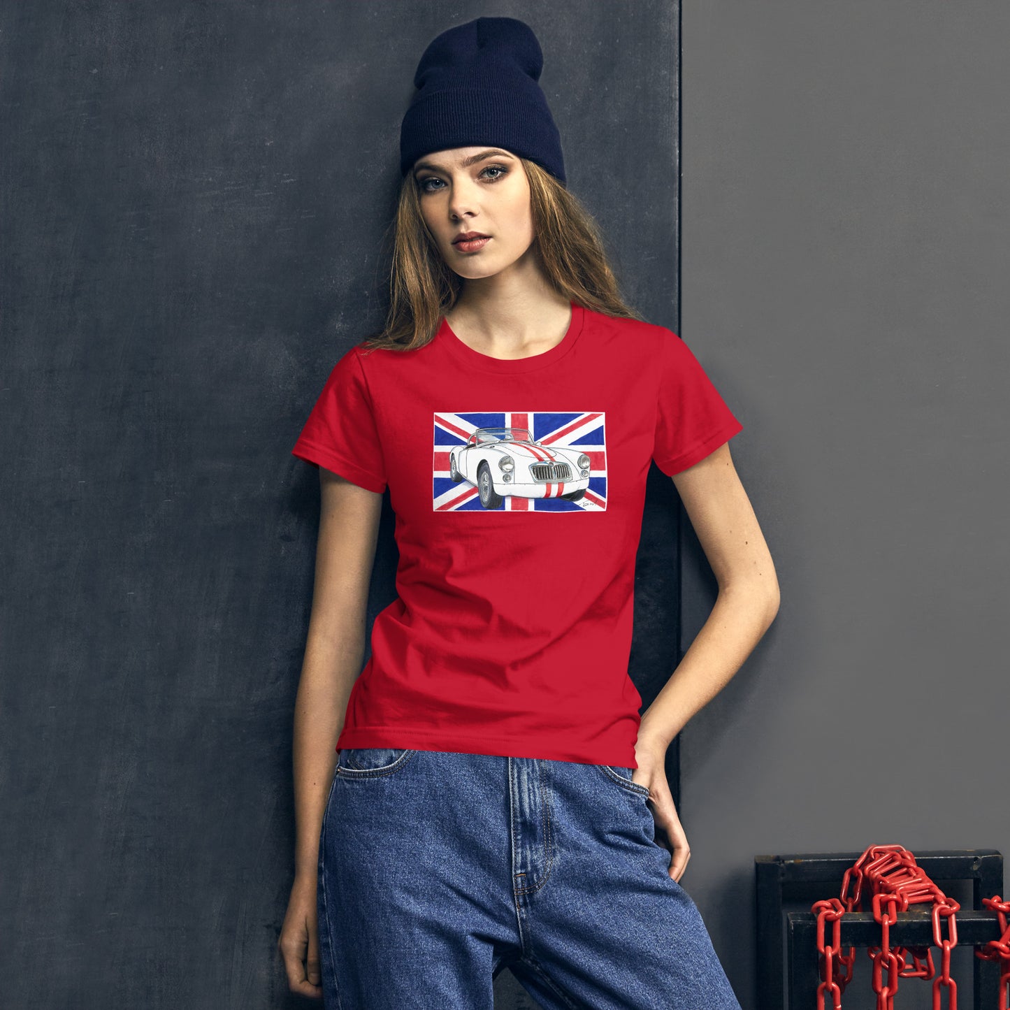 British 1962 MGA Union Jack Women's short sleeve t-shirt