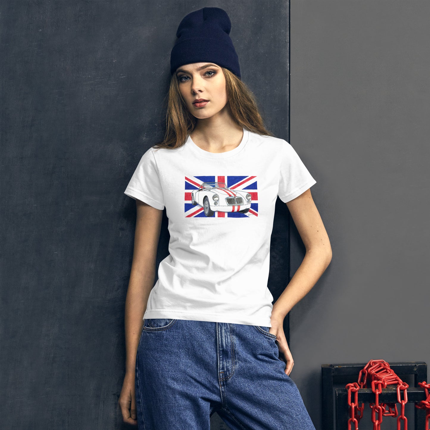 British 1962 MGA Union Jack Women's short sleeve t-shirt