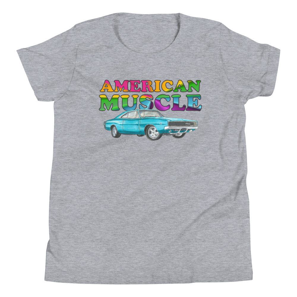 1968 Charger Blue American Muscle Youth Short Sleeve T-Shirt