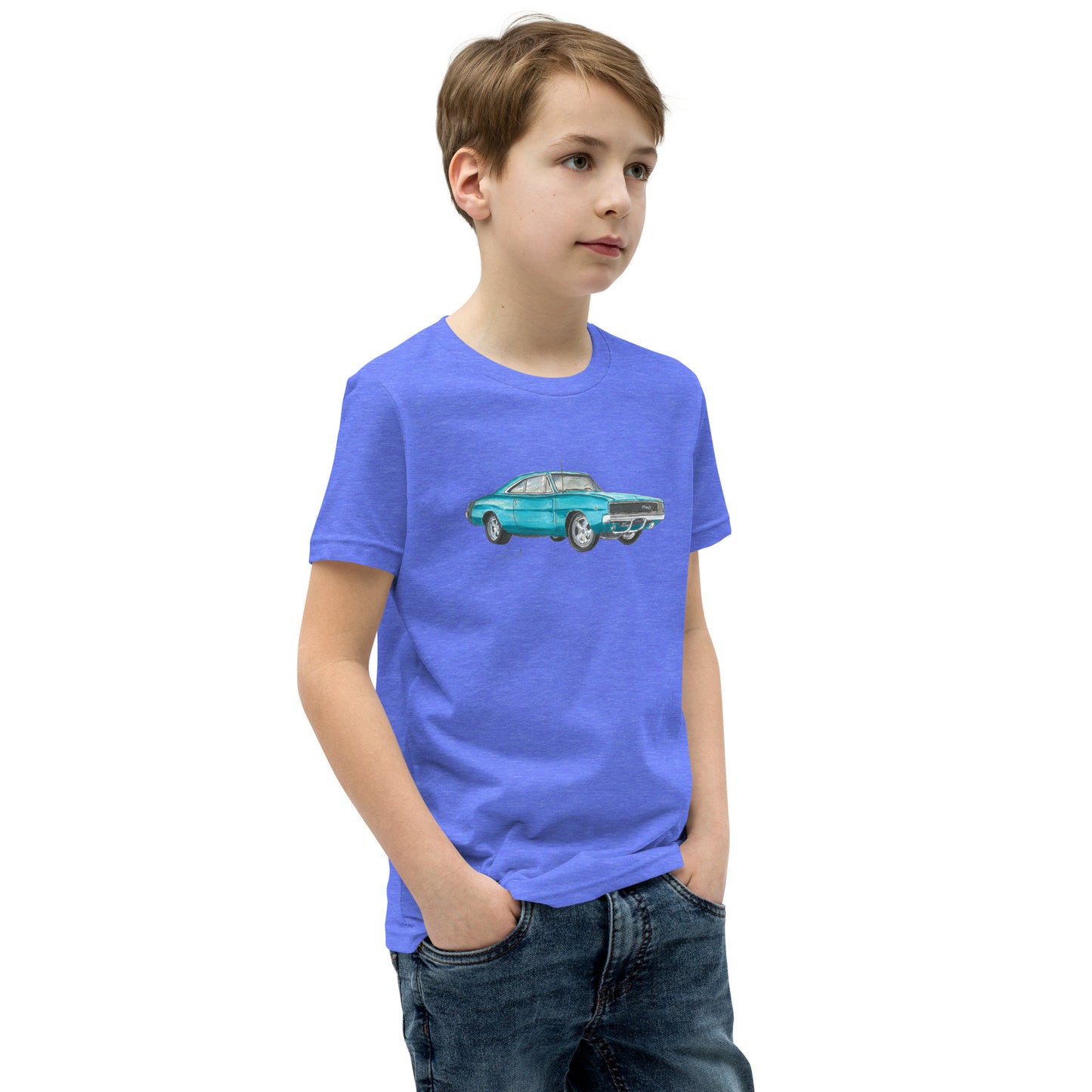 1968 Charger Blue Youth Short Sleeve T-Shirt