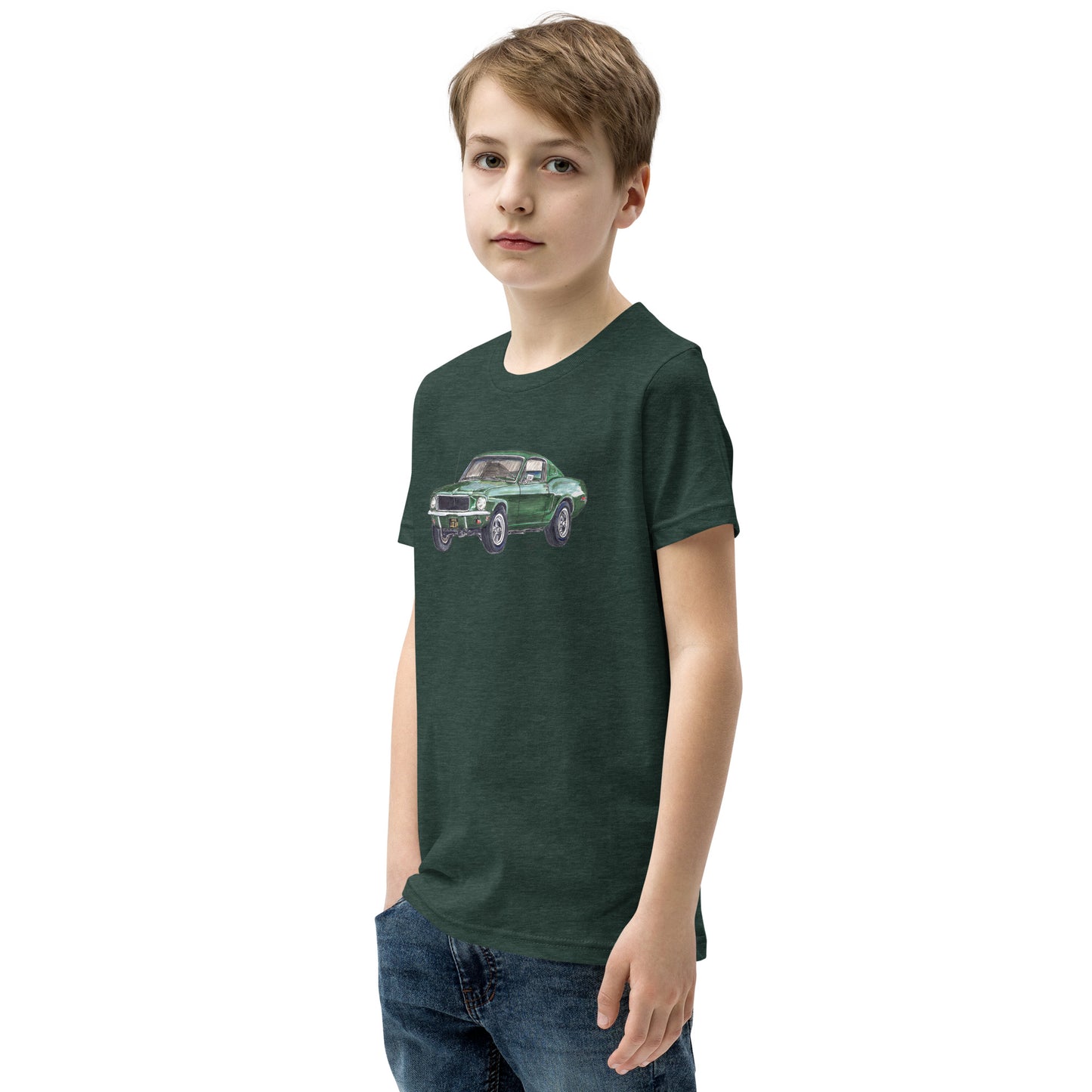 1968 B Mustang GT Green Youth Short Sleeve T-Shirt