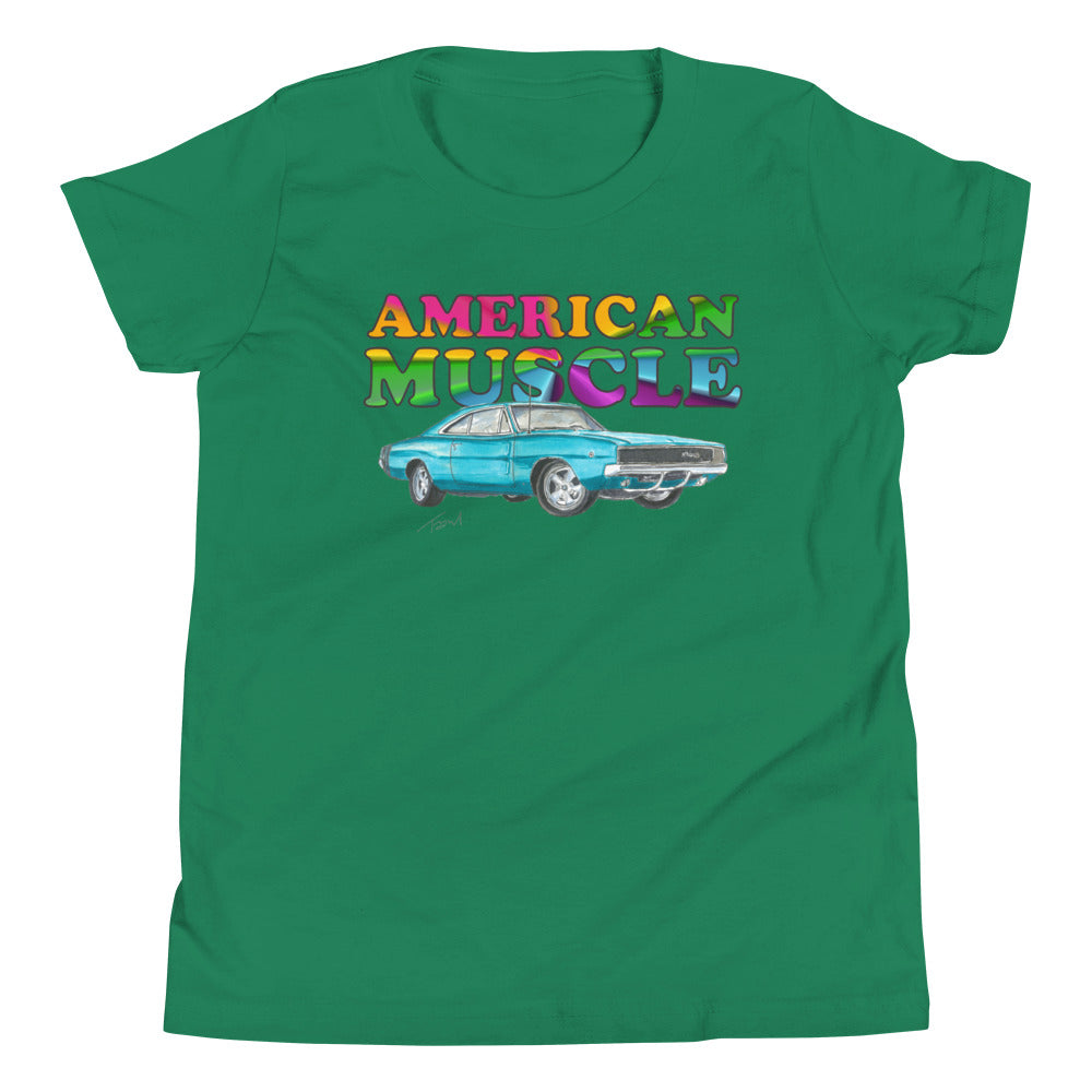 1968 Charger Blue American Muscle Youth Short Sleeve T-Shirt