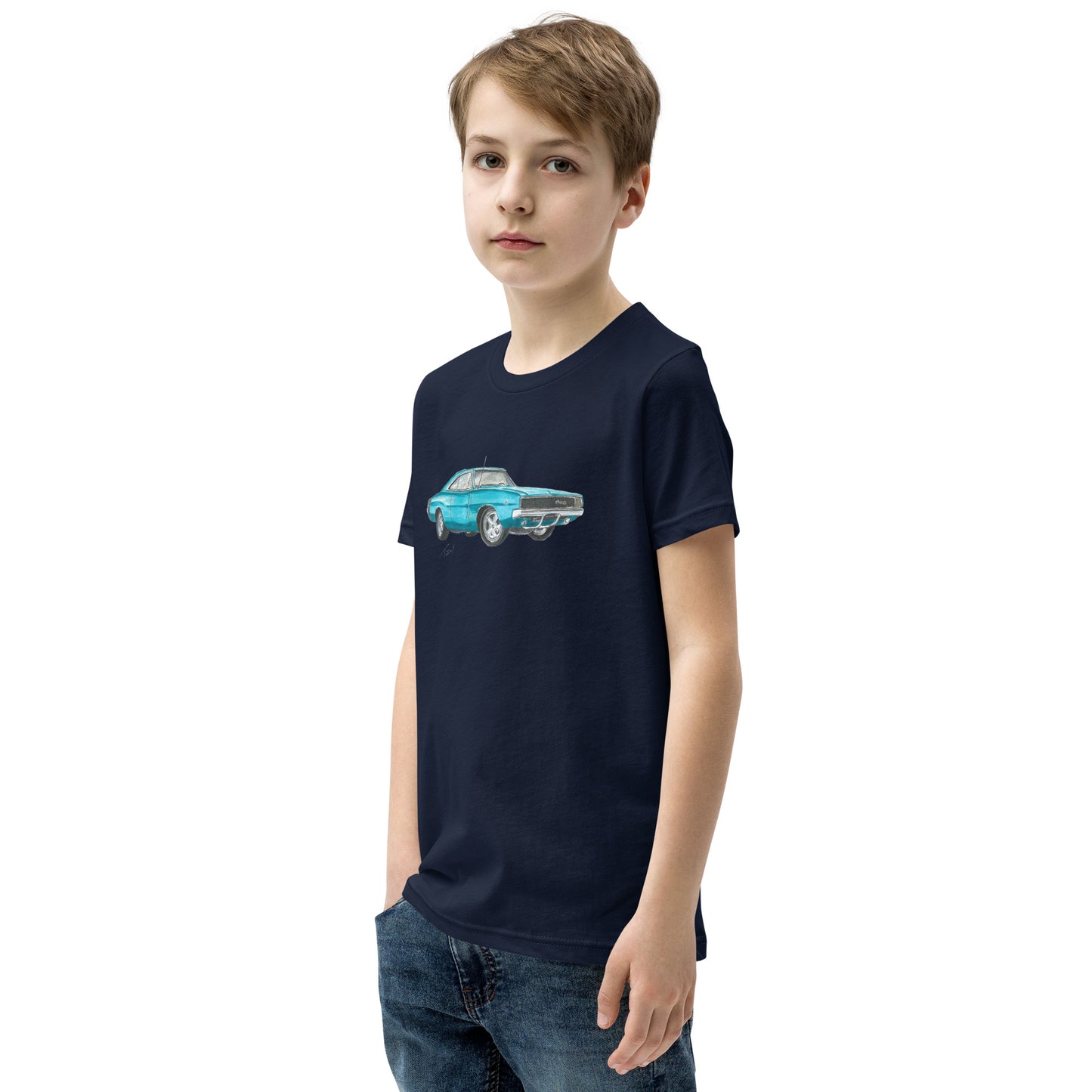 1968 Charger Blue Youth Short Sleeve T-Shirt