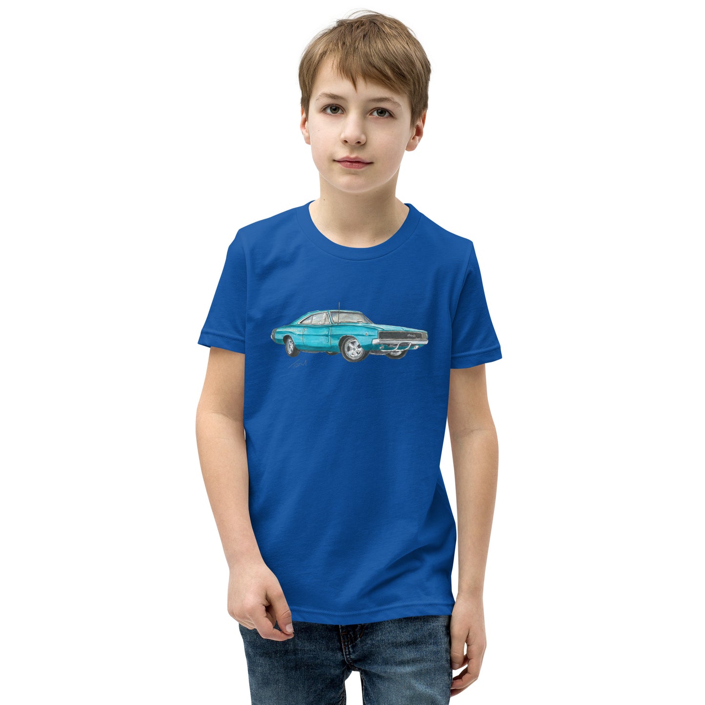 1968 Charger Blue Youth Short Sleeve T-Shirt