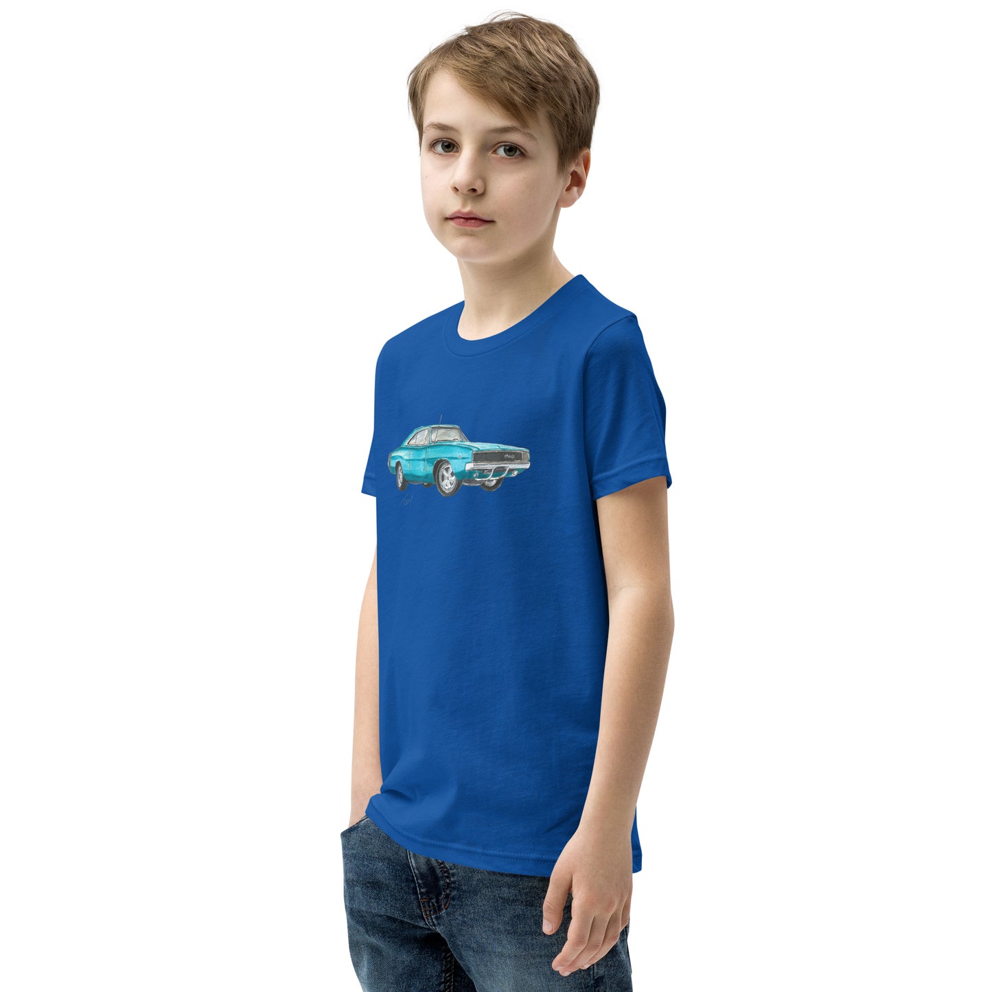 1968 Charger Blue Youth Short Sleeve T-Shirt