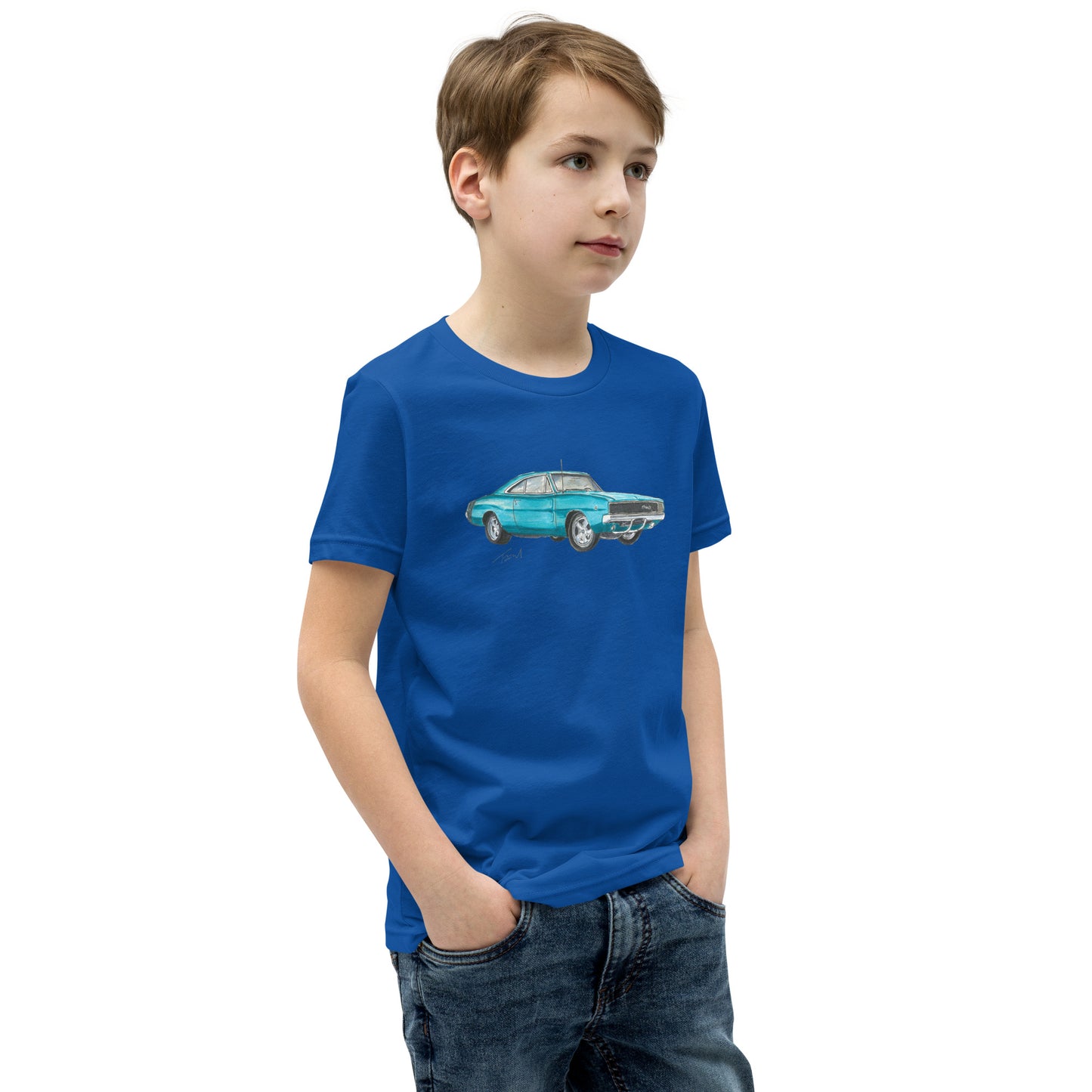 1968 Charger Blue Youth Short Sleeve T-Shirt