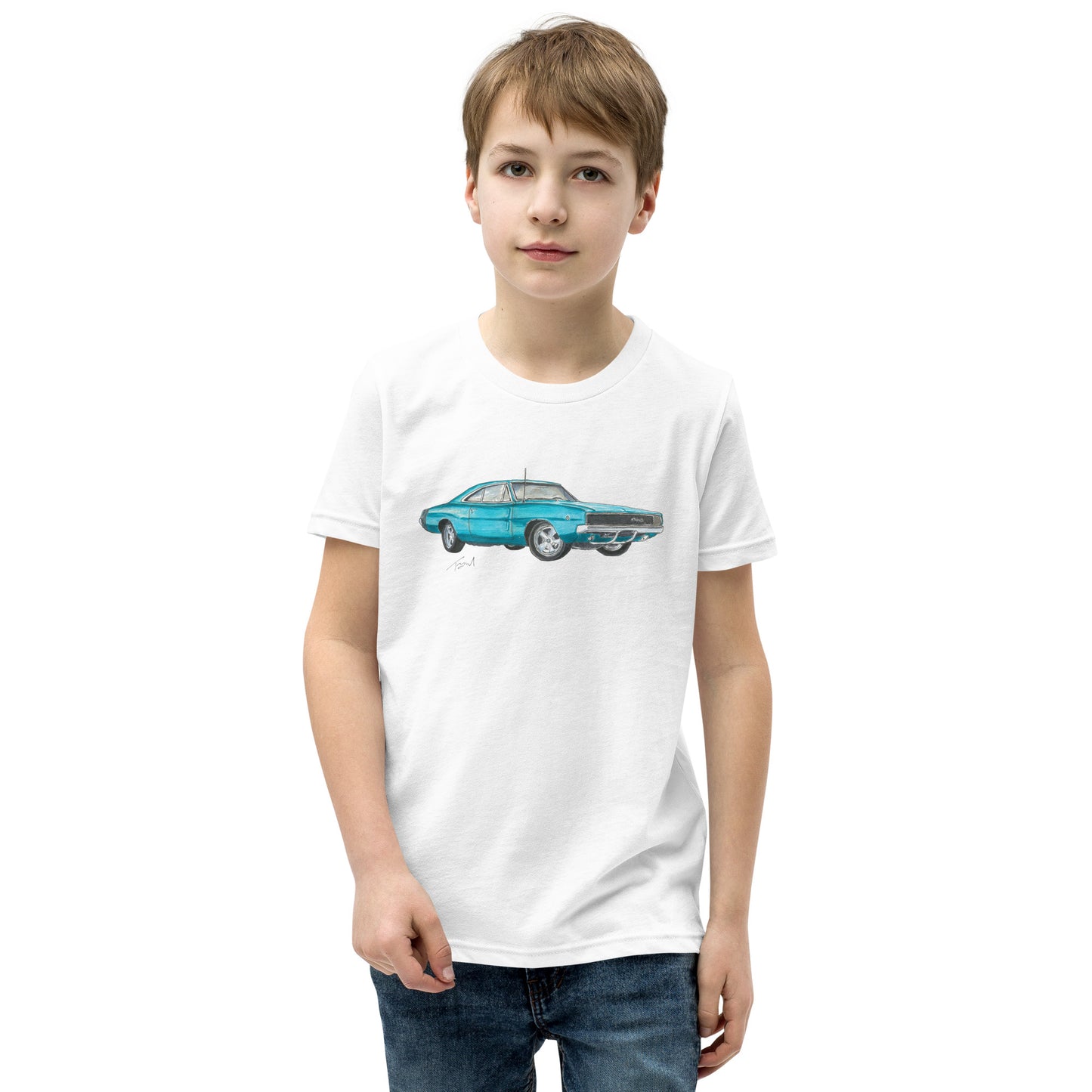 1968 Charger Blue Youth Short Sleeve T-Shirt